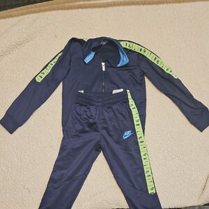 Nike Youth Navy and Lime Green Tracksuit